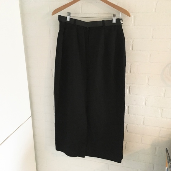 Vintage Y2K Maxi Column Skirt Rayon/Linen Front&Back slit Lined Black Country 12 - Picture 10 of 12